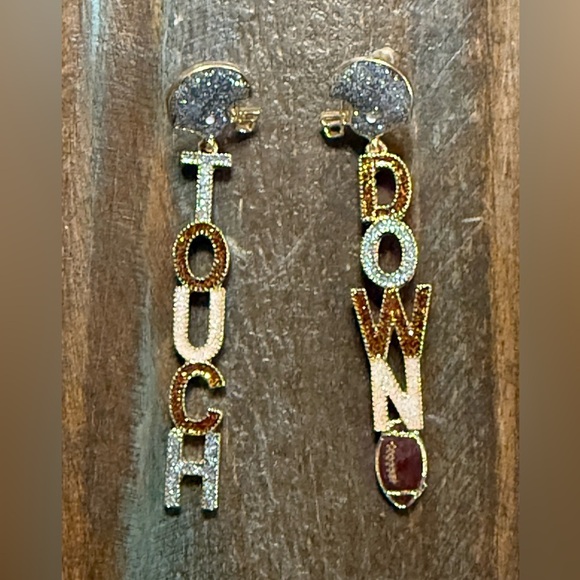 Touchdown Rhinestone Dangle Earrings - Picture 1 of 2